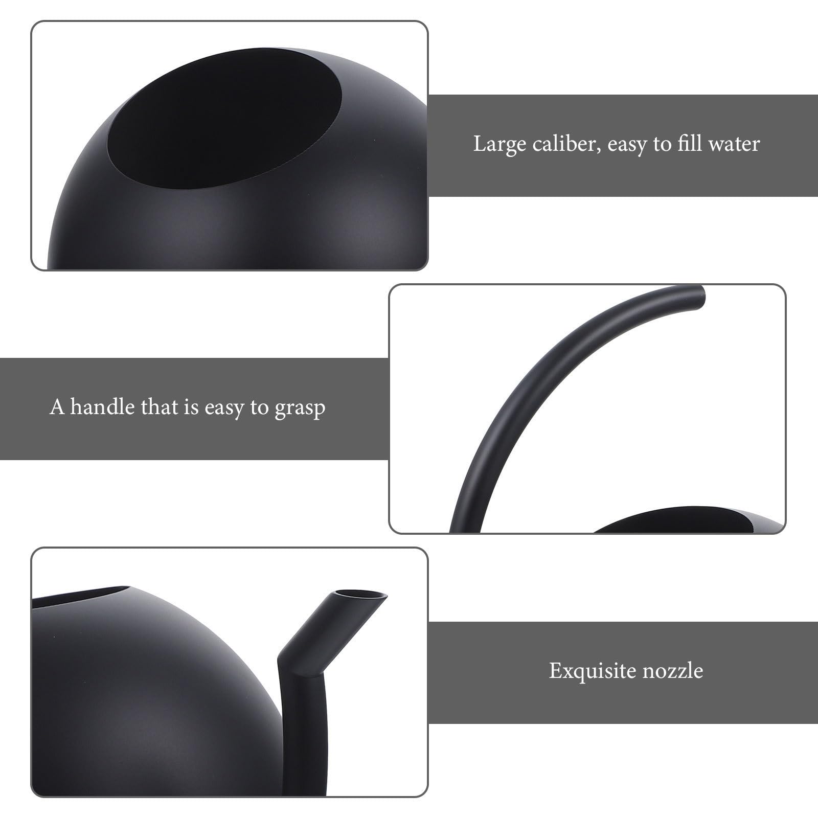 Yardwe Arrosoir en Acier Inoxydable Noir 1l Bec Fin et Poignée Ergonomique pour Arrosage Intérieur et Extérieur des Plantes Vertes