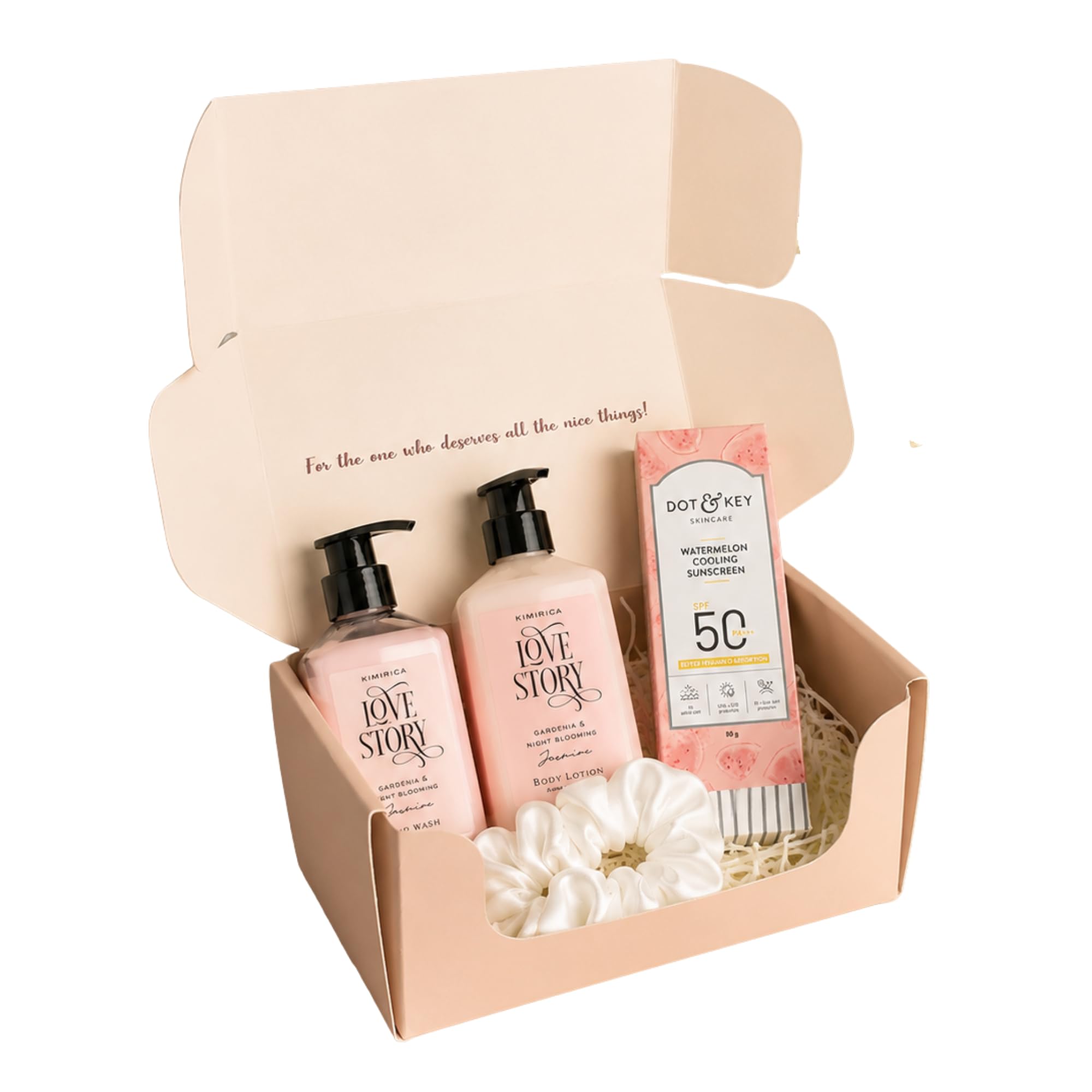 Premium Skincare Gift Hamper for Women | Love Story, Sunscreen & Scrunchies | Luxury Self Care Gift Box-image-0