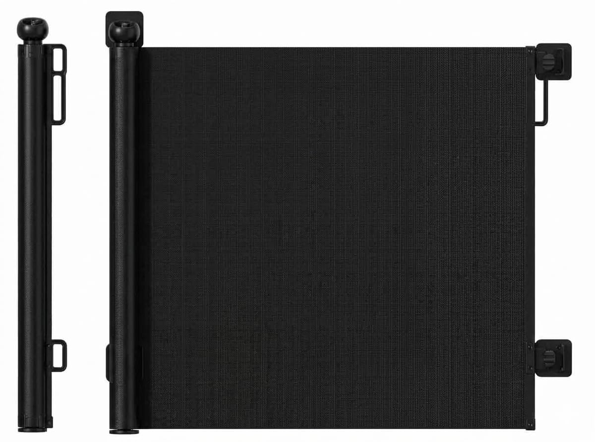 Retractable Baby Gate, Pet Gate for Stairs| 71" Wide x 34"inch Tall baby Gate for Doorways, Dog Gate Indoor Use, One-Hand Operation, Easy Install No Drill Stair Gate, Black