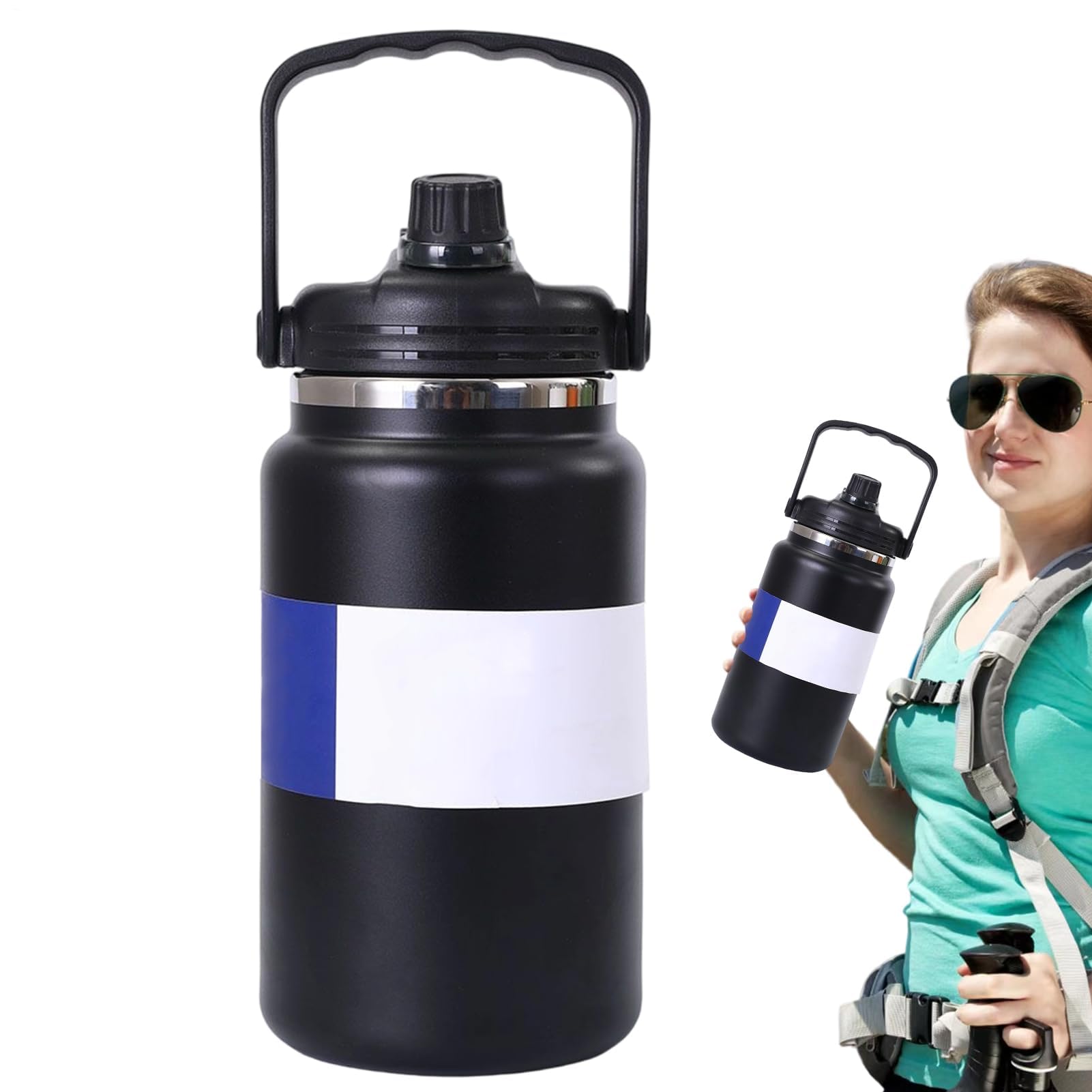 Borraccia termica sottovuoto, in acciaio inox, da 4 l, per palestra, escursionismo, scuola, viaggi, campeggio, ciclismo, sport, attività all'aperto