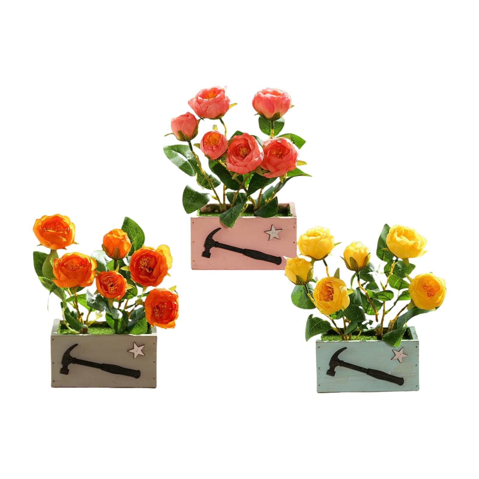 Bonsaï rectangulaire rose de thé, deco artificielle haut de gamme