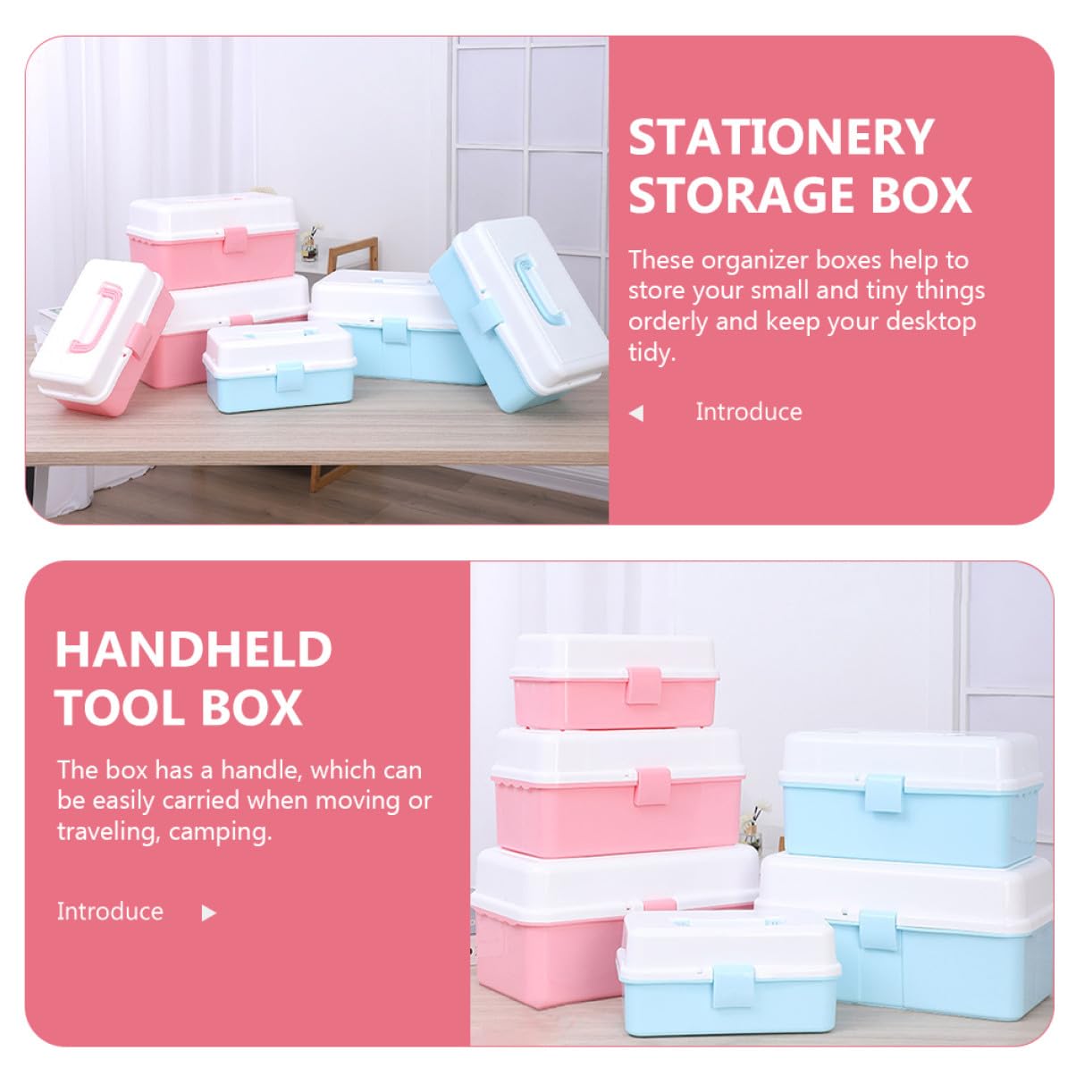 Scatola Porta Oggetti per Pittura in Pp Design a Strati Separati, Organizer Portatile per Strumenti Artistici e Cancelleria, per Mantenere Ordinata la Scrivania