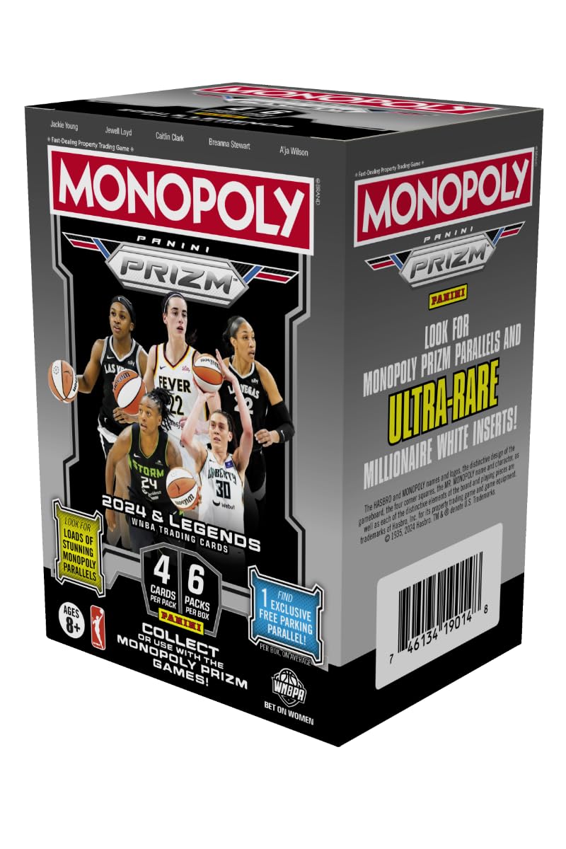 monopoly wnba booster box 2024 Panini Prizm Checklist, Teams, Info printed Black Money Blast insert featuring some of the top Rookies 2024 Panini Monopoly Prizm WNBA