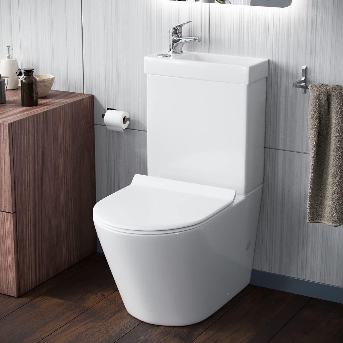 Affine® 2 in 1 Toilet Basin Combo Combined Toilet WC & Wash Sink Space ...