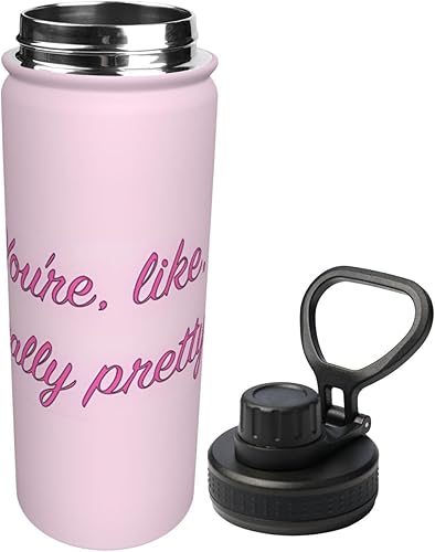 Miniatura 2 de Botella de agua deportiva aislada de acero inoxidable de 18 onzas, con texto en inglés "You'Re Like Really Pretty (6) termos aislados de doble