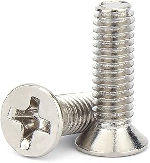 100pcs M3 Flat Head Countersunk Screw Kit, M3*6mm Stainless Steel Machine Phillips Cross Pan Countersunk Screws Bolt Fastener (6mm)
