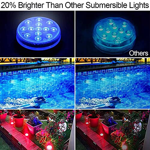 Durawell Submersible LED Pool Lights with Magnets and Suction Cups, RGB Color Changing and Battery Powered LED Underwater Lights with Remote for Pool, Pond and Bathtub Decoration (2 Packs)