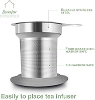 Vista 5 de Sweejar Taza de té de porcelana con infusor y tapa, tetera con filtro, máquina de té para hojas sueltas, 16 onzas líquidas para té, café, leche, Rosa