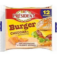 President Burger Cheddar & Emmental cheeses 12 x slices 200g - pack of 2