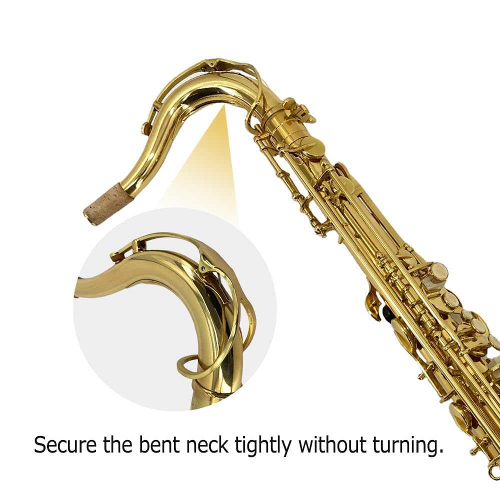 Kit completo per sassofono tenore con custodia, bocchino, 10 ance, sax tenore professionale in B piatto, lacca in ottone dorato, tono ricco e caldo per jazz e classico, ideale per studenti e