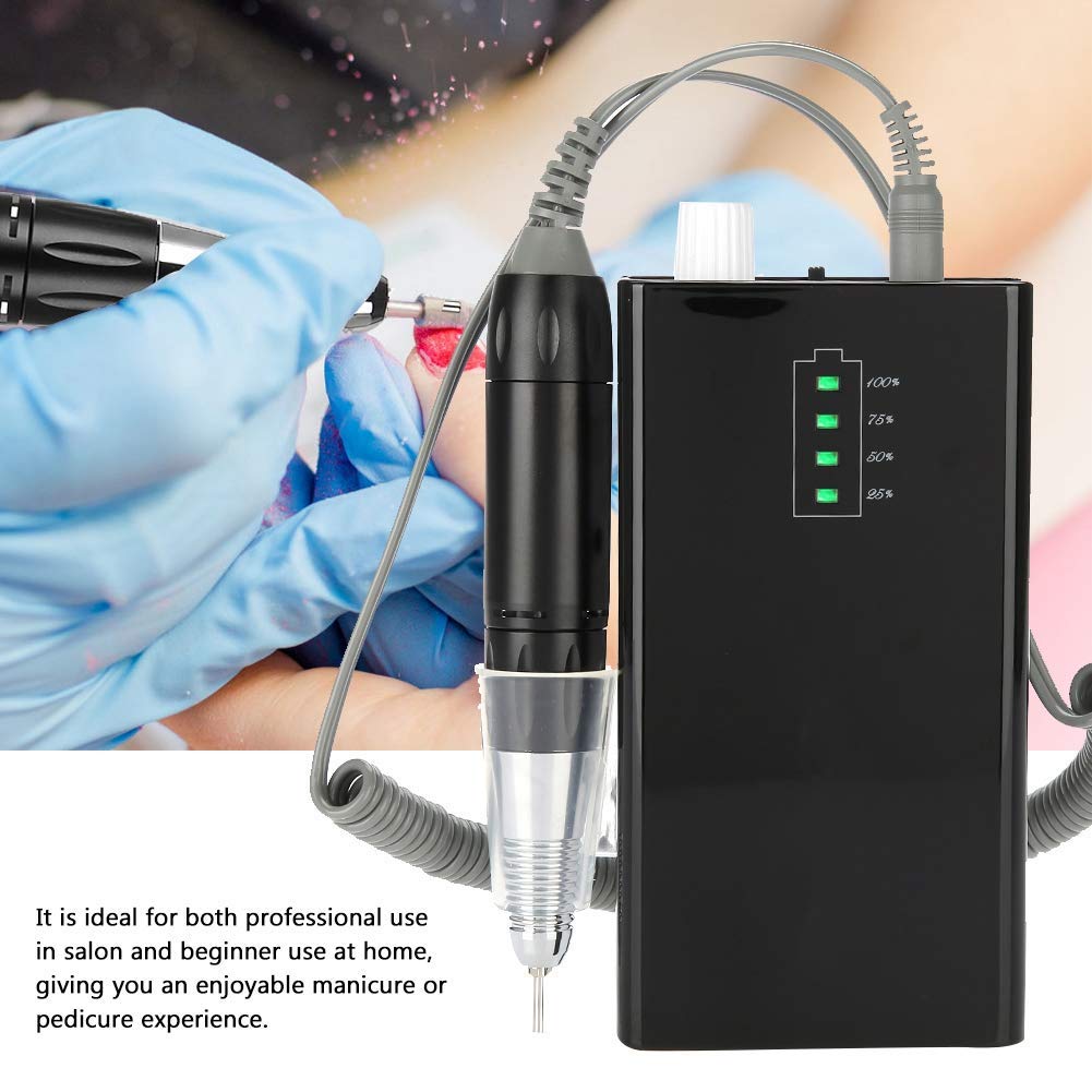 Máquina de taladro de uñas, mini pulidor de uñas de carga para uñas de gel acrílico, lima de uñas eléctrica de 30000 RPM (ENCHUFE DE EE. UU.)