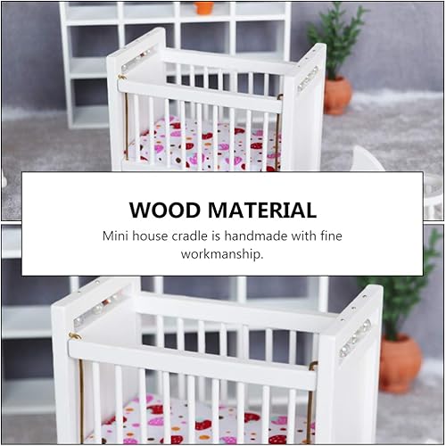 Miniatura 6 de Mini cuna de casa de muñecas a escala 112 cuna de madera para muñeca de bebé para casa de muñecas - Adorables accesorios y muebles para casa de