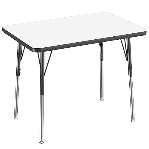 Miniatura 4 de FDP - Mesa rectangular de borrado en seco para actividades escolares y de oficina (24 x 36 pulgadas), patas estándar con deslizadores giratorios,