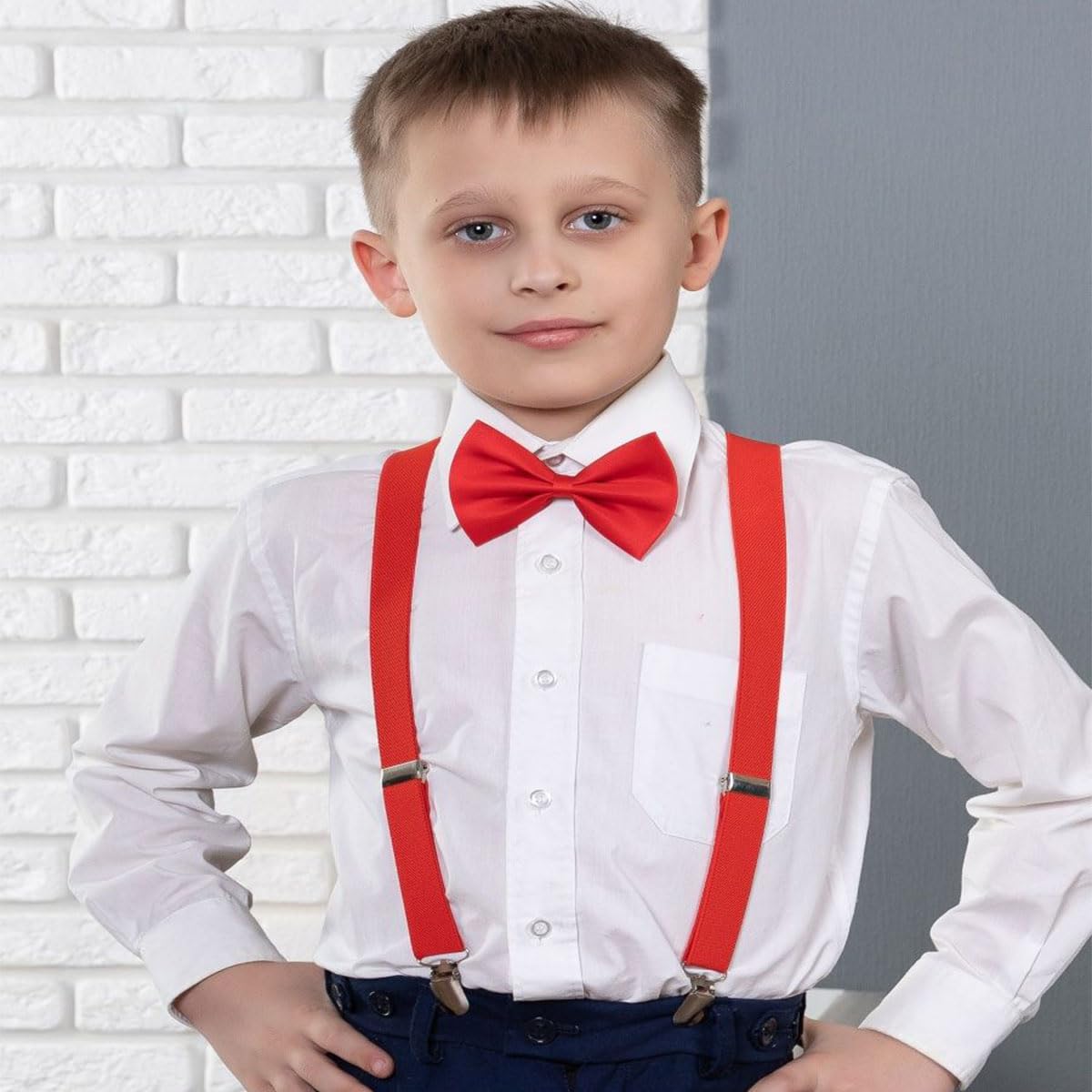 Tokaneit Niños Tirantes Pajarita Juegos Tirantes Ajustables en Forma de Y con Pajaritas,Juegos Pajaritas Ajustables Niños,Child Kids Clip On Suspenders,Portabebés,for Boys and Girls