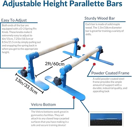 Miniatura 2 de Tumbl Trak Barras Parallette Azul, Ajustable