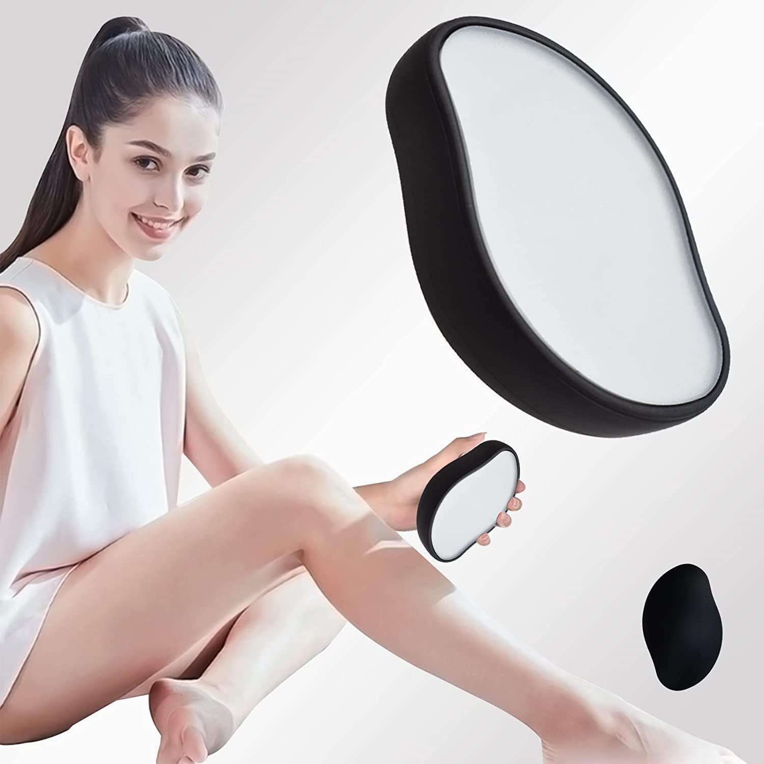 Crystal Hair Eraser, Painless Crystal Hair Remover for Women Men Arms Legs Back, Soft Smooth Silky Skin, Magic Crystal Hair Remover & Skin Exfoliator Tool for Body Any Part (Black)