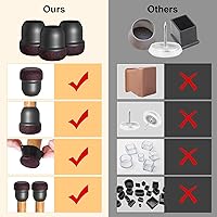 Vista 3 de 16 protectores de suelo de silicona negra para patas de silla con fieltro, protectores de suelo para patas de silla para suelos de madera dura