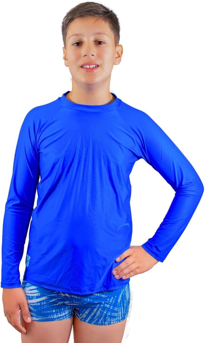 Camisa Térmica Infantil Segunda Pele Blusa Manga Longa Proteção Solar UV 50+ Resistente Tecido Geladinho Poliamida Casual Natação Praia
