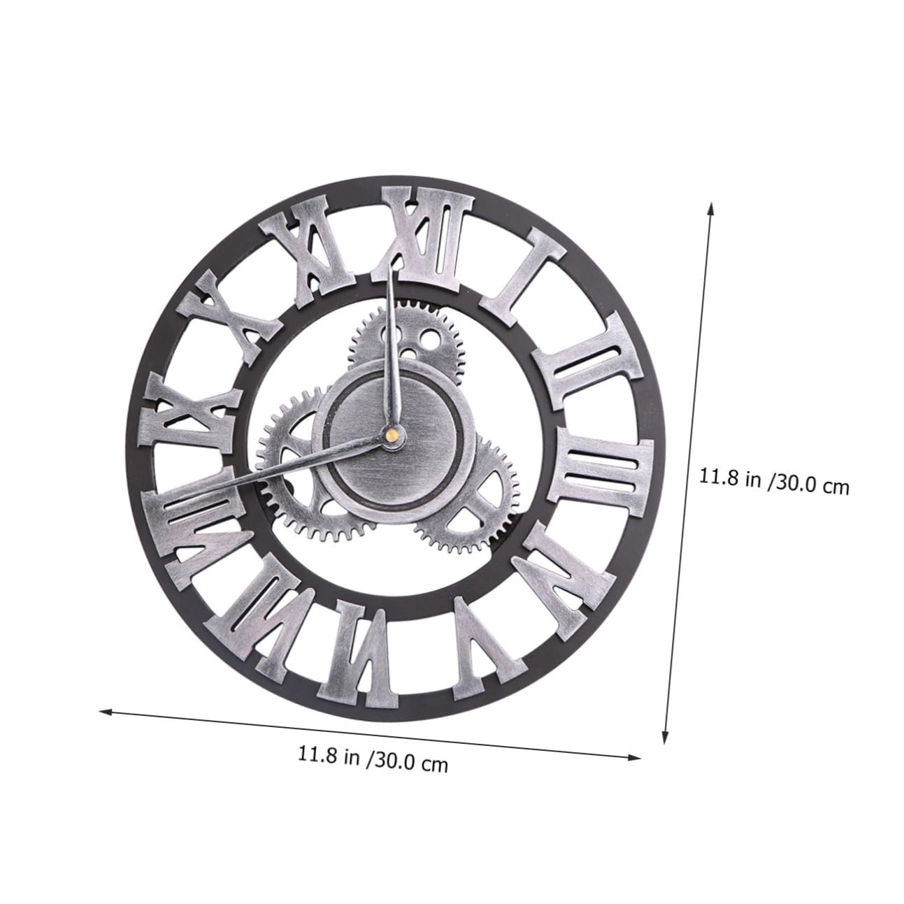 Orologio da Parete a Ingranaggi Stile Industriale Argento | Metallo e Legno, Installazione Semplice e Rimozione Rapida, per Camera da Letto o Idea Regalo