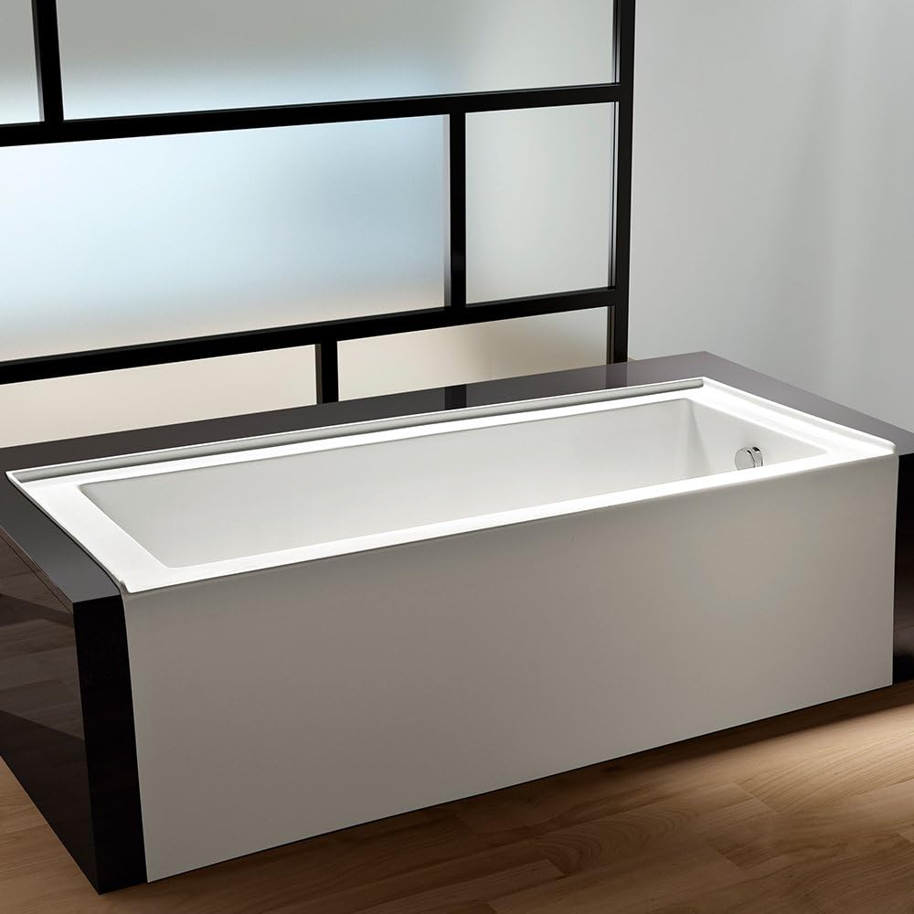 KINGSTON BRASS VTDE603122R 60-Inch Contemporary Alcove Acrylic Bathtub with Right Hand Drain and Overflow Holes & Swiss Madison Well Made Forever SM-1T254 St. Tropez One Piece Toilet
