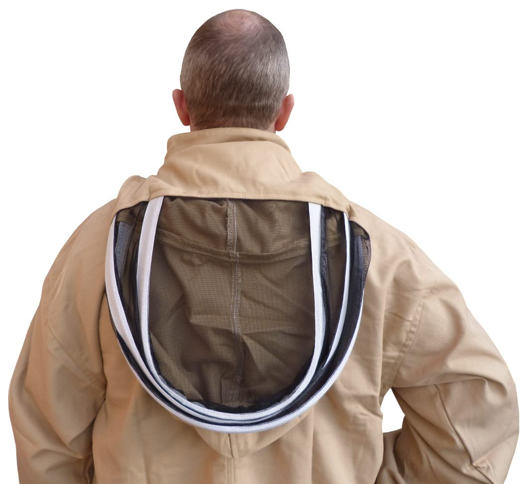 AGS Giacca per apicoltura in cotone oliva, abbigliamento professionale per apicoltura, abbigliamento di alta qualità, giacca protettiva per vespe, protezione per api (3XL)