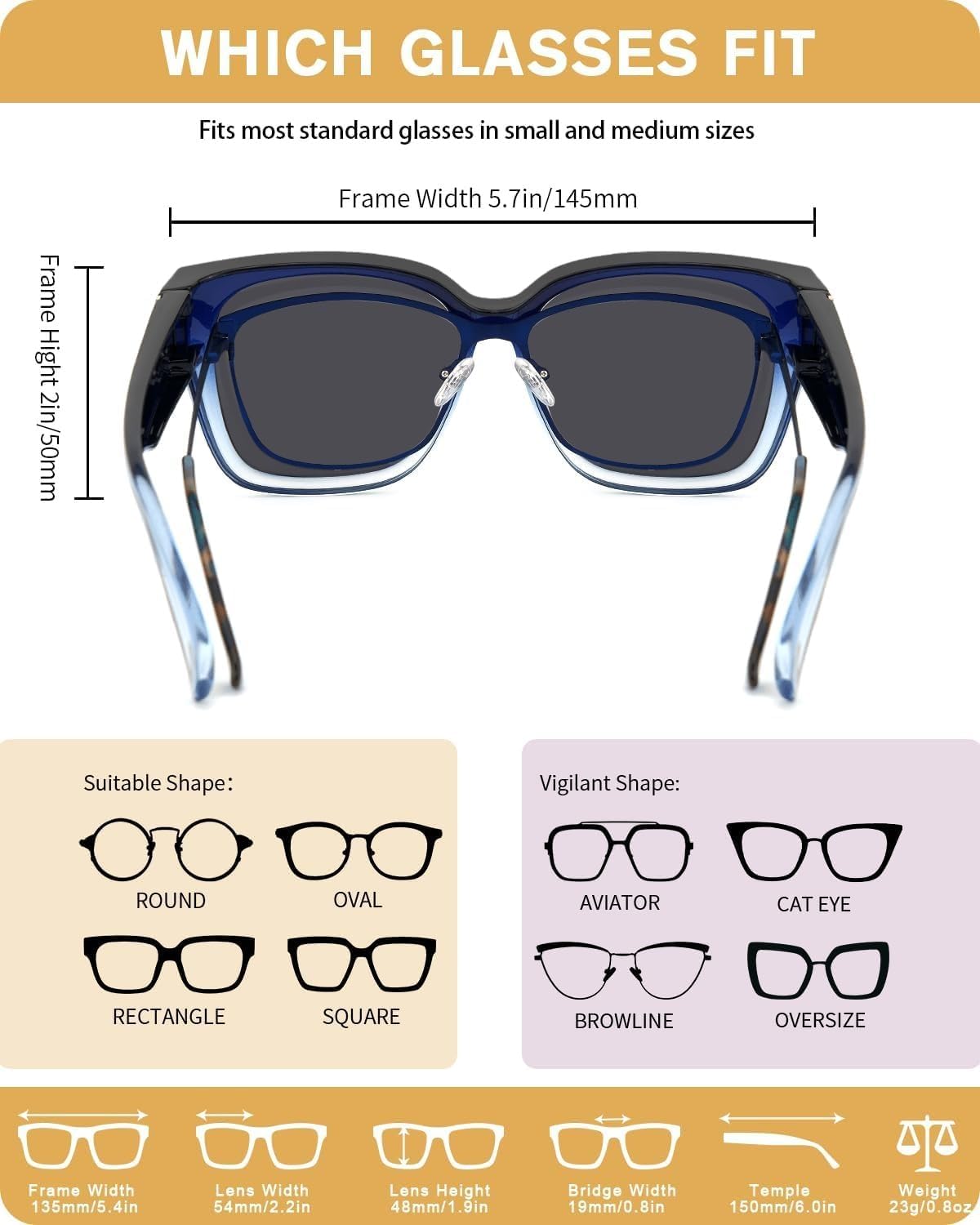 Meeloog Polarized Fit Over Glasses Sunglasses for Women UV Protection, Trendy Square Wrap Around Shades for Driving Riding - Image 2