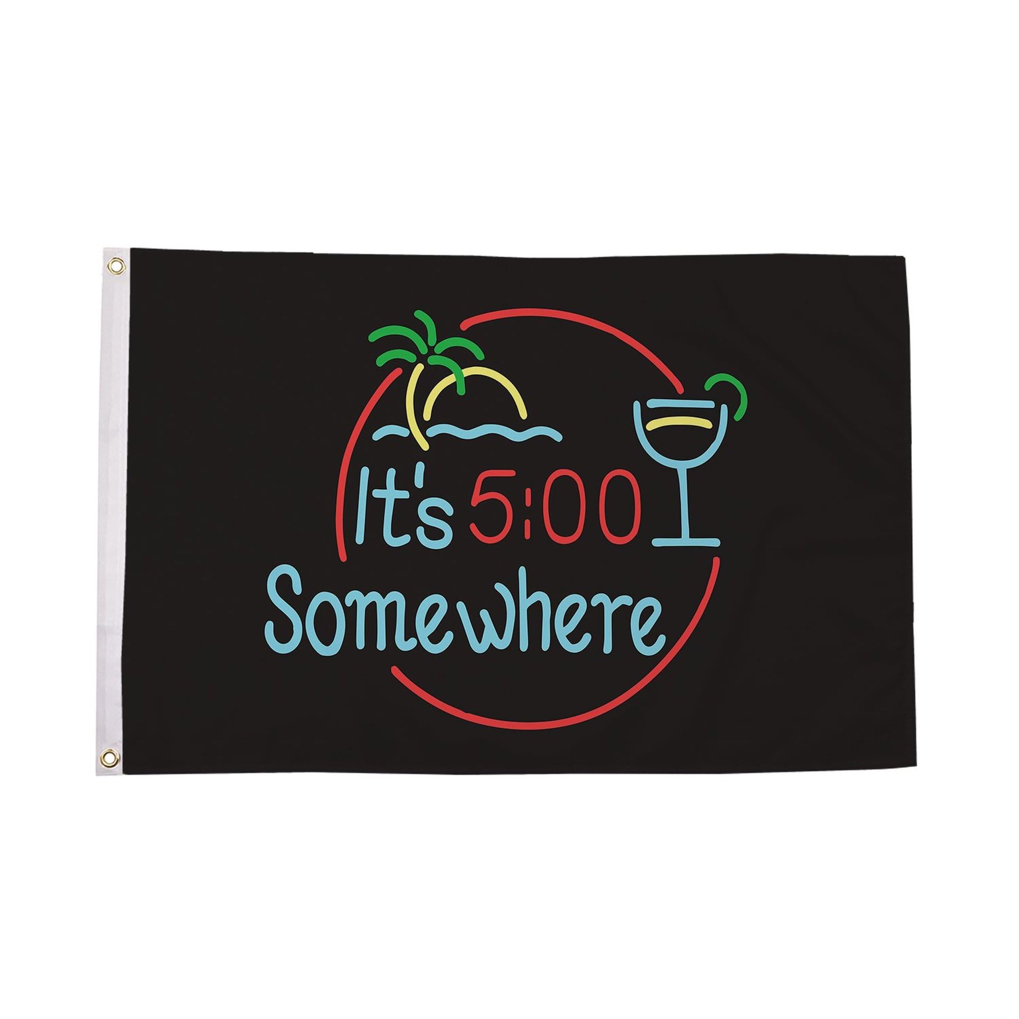 Flagtex Its 5 OClock Somewhere Neon Flag 8ft x 5ft Extra Large Flag 240cm x 150cm | Premium Woven Polyester with Brass Eyelets | Indoor Outdoor Garden Decoration Wall Hanging Display