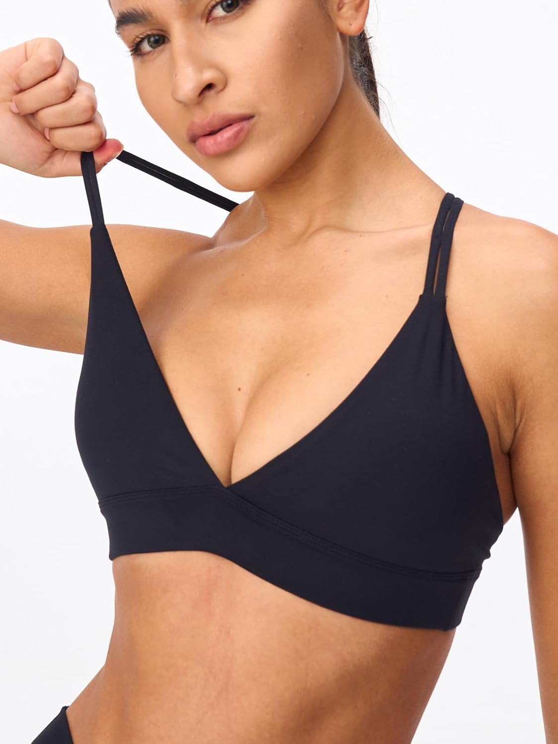 Women's Deep V-Neck Sports Bras Push Up Low Cut Workout Bras Criss Cross Back Padded Yoga Lounge Bra - Image 4