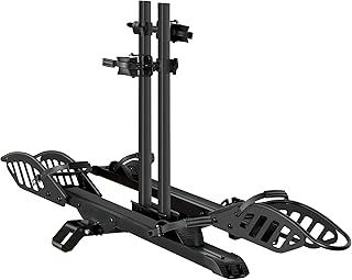 Young Bike Rack Hitch for Car - 2 Ebike Rake Heavy Duty Platform Carrier 200lb Capacity, Smart Tilting & One Hand Folding Bicycle Racks for SUV, Minivan, RV, Fits 5-Inch Fat Tires