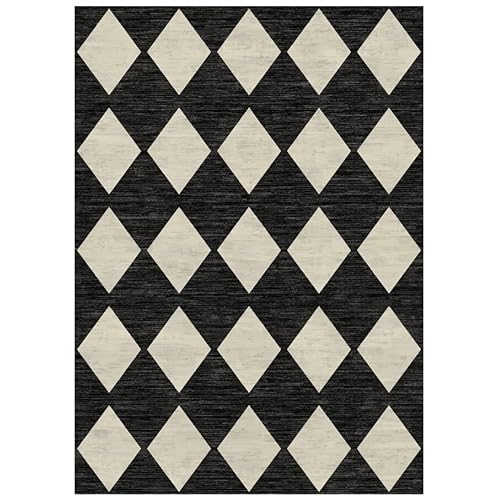 2x8 Runner Checkered Rug for Hallways Beige Washable Long Carpet Non-Slip Low Pile Boho Indoor Accent Throw Rug for Entrance Kitchen Bedroom Dining Laundry 2' x 8' (Runner) Checkered Beige