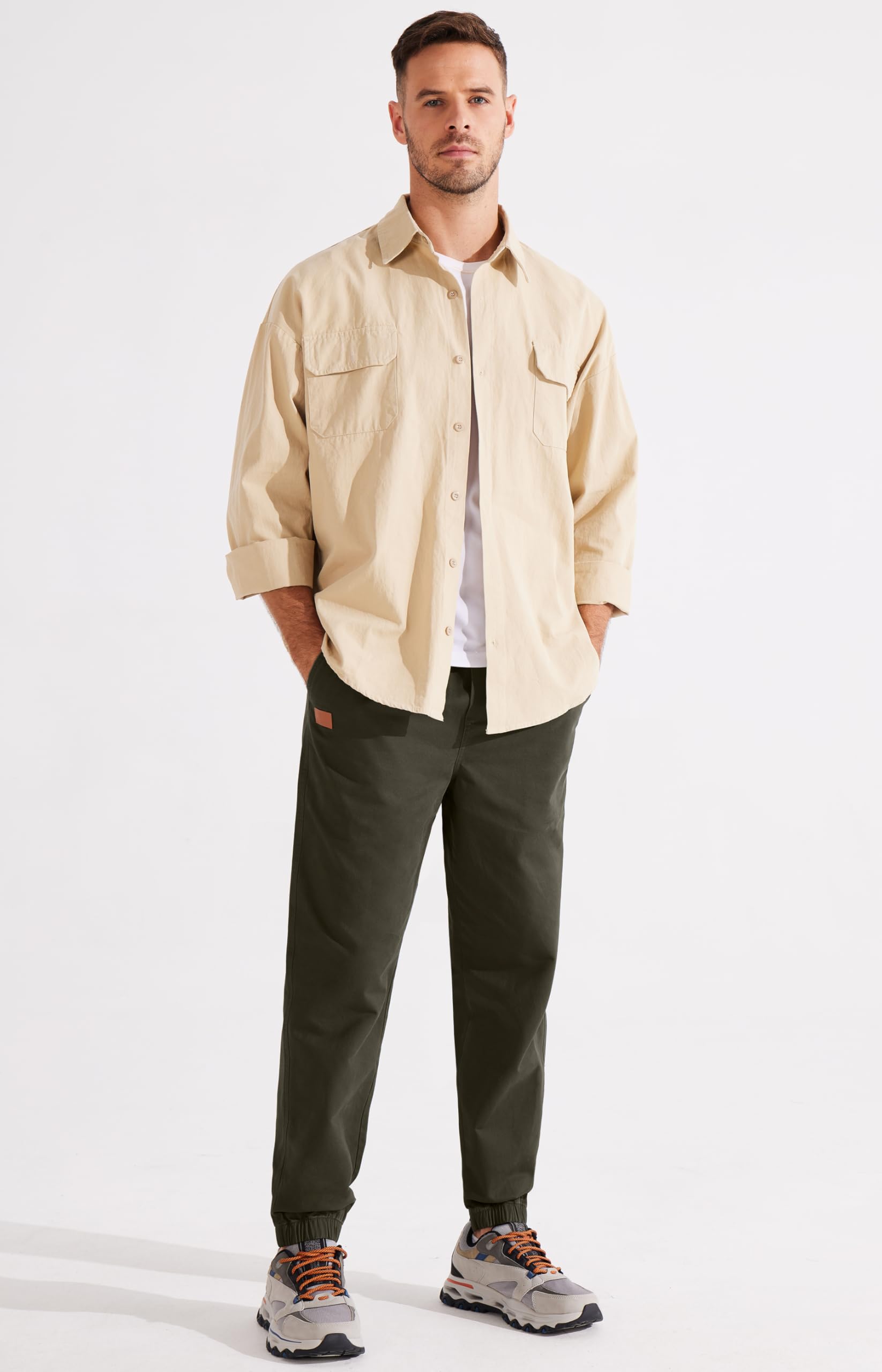 Libin Pantaloni da Jogging Casual da Uomo, in Twill, Stile Chino, Pantaloni Cargo per attività all'aperto, Escursionismo, Jogging, Pantaloni da Jogging