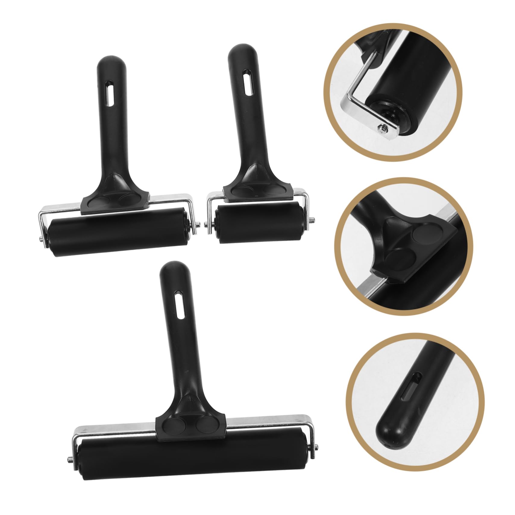 Rodillo de Goma para Grabado 3 Piezas Negro Rubber Metal Abs