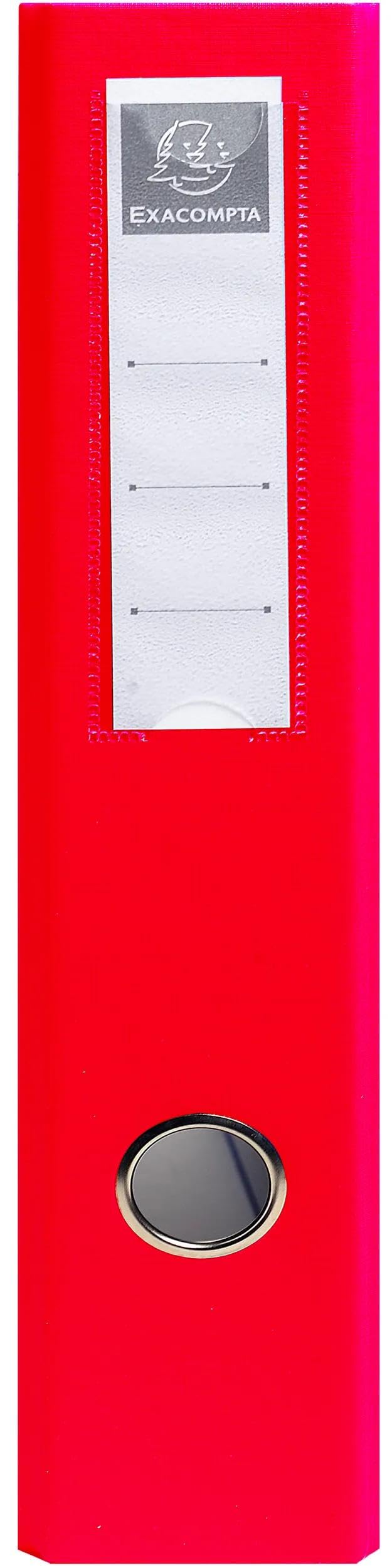 Exacompta - Réf. 51745E - Carton de 10 classeurs PVC - 4 anneaux en D de 50 mm - Dos 70 mm - Dimensions extérieures : 32 x 29 cm - Format à classer A4 Maxi - Rouge