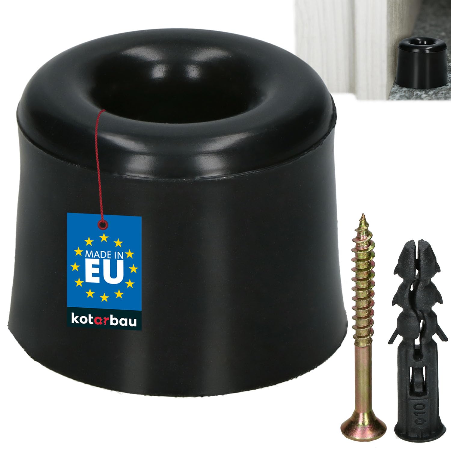 Kotarbau Black Door Stopper Floor For Screwing - 27 Mm - Floor Door Stopper - Floor Mounted - Door Stopper - Rubber