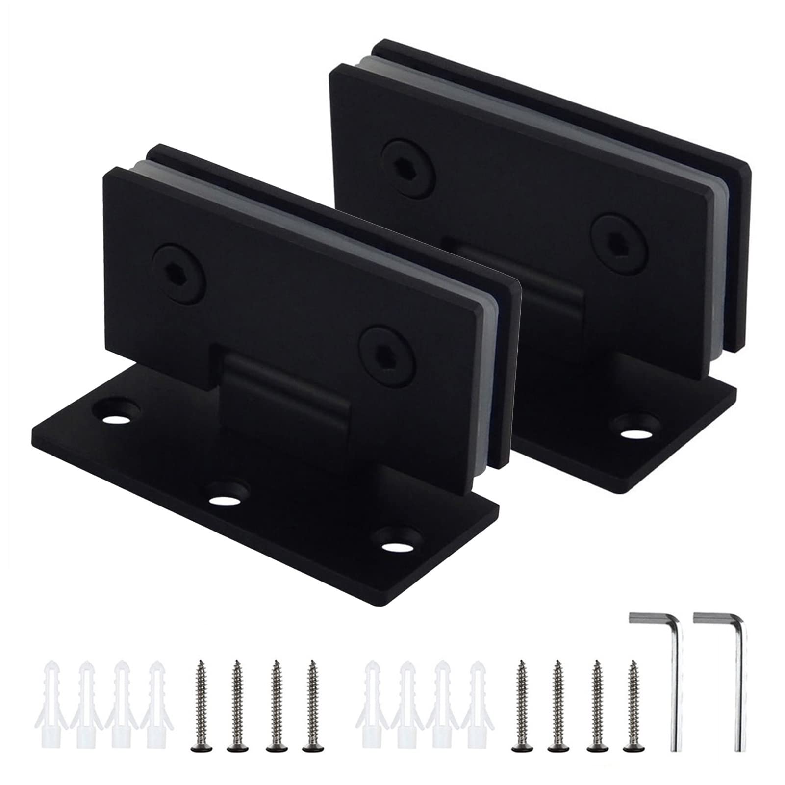 AUNANGLJSCS 2 Pack 90 Degree Glass Door Hinges, Heavy Duty 304 Stainless Steel Shower for 6-10mm Frameless