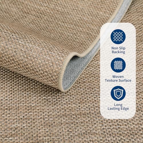 GarveeHome Luxury Area Rug 9x12 for Living Room Garden Modern Jute Solid Rug Machine Washable Non-Slip High Traffic Indoor Outdoor Carpets for Bedroom Abstract Easy Jute Area Rug for Balcony Playroom — view 4