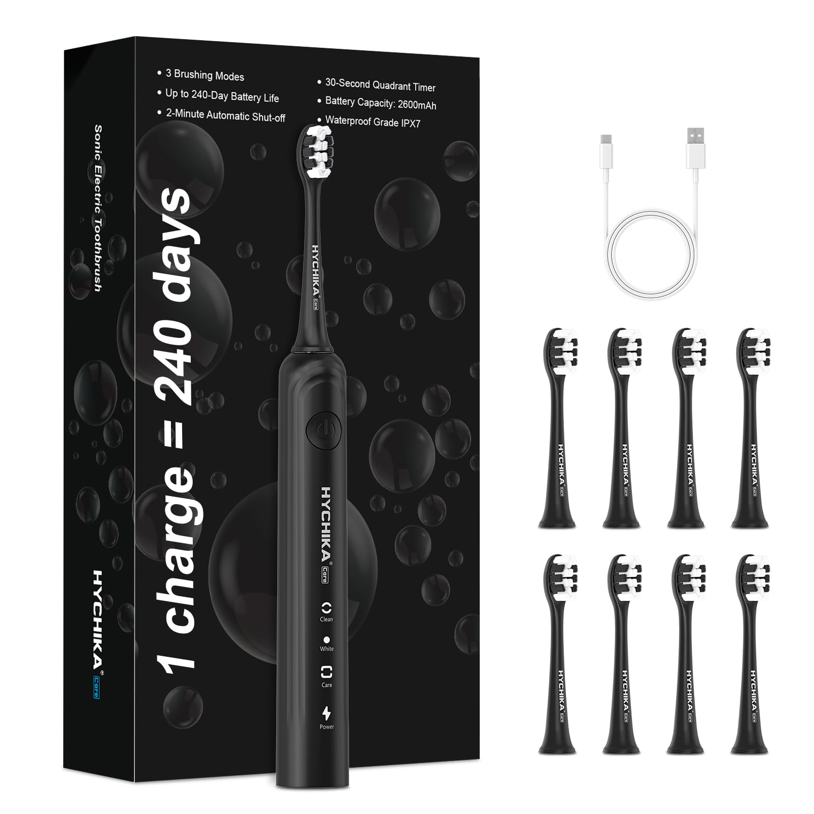 Sonic Electric Toothbrush for Adults Rechargeable 240 Days Battery Life with 2500mAH Large Capacity 8 Pack Quality Brushheads