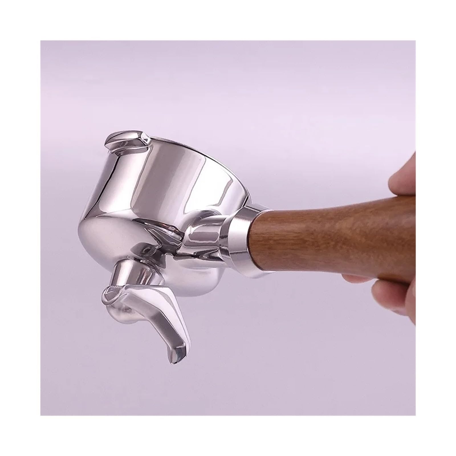 Portafiltro De Café De 51 Mm Con Dos Orejas Y Doble Boca, De Acero Inoxidable, Compatible Con Cafeteras Delonghi EC221/ECO311/EC156B Con Cesta.(S walnut wood)