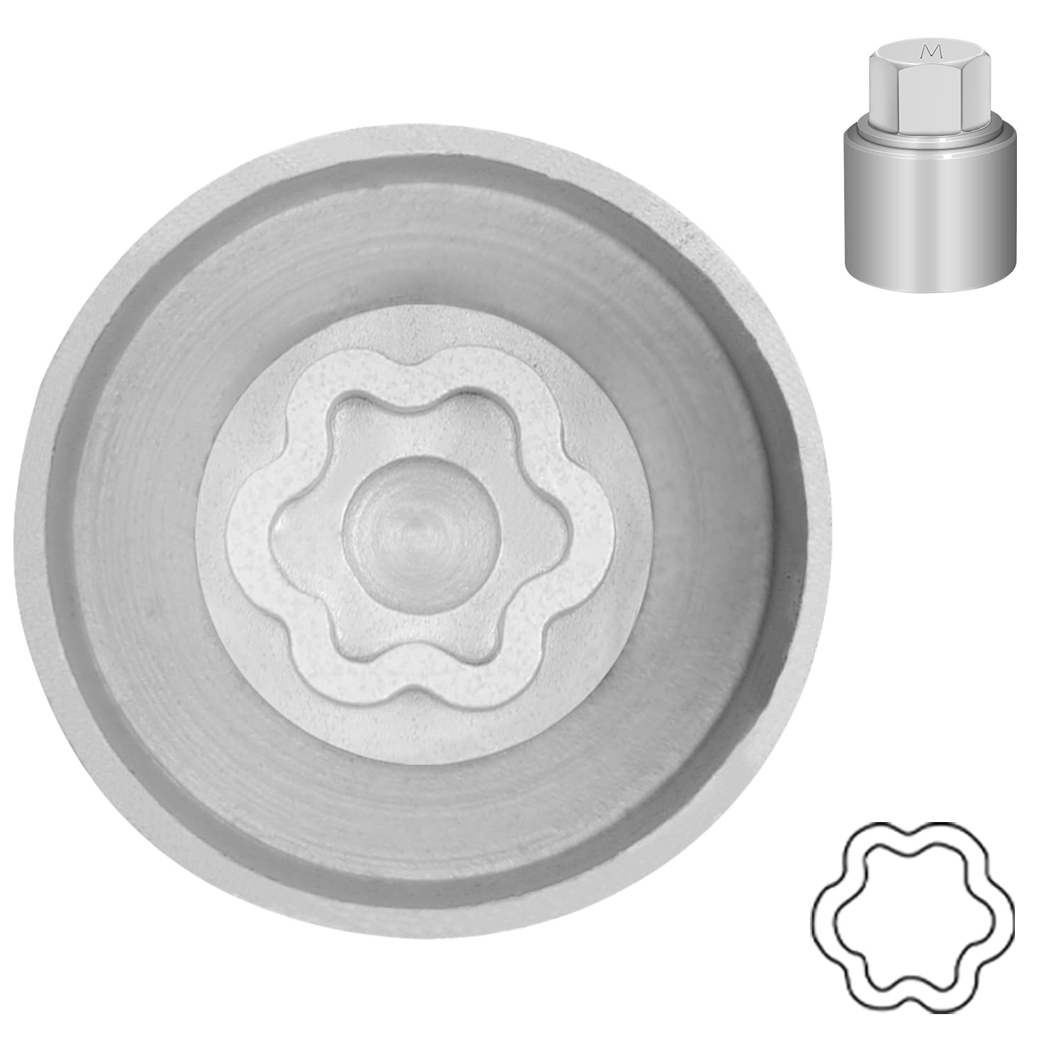 JEUCLEL Type M Wheel Locking Nut Key Compatible with Land Rover Range Rover Evoque Freelander Velar, Wheel Lock Lug nut Adapter, Car Anti Theft Screw Nut Removal Key Socket, Remover Repair Tool