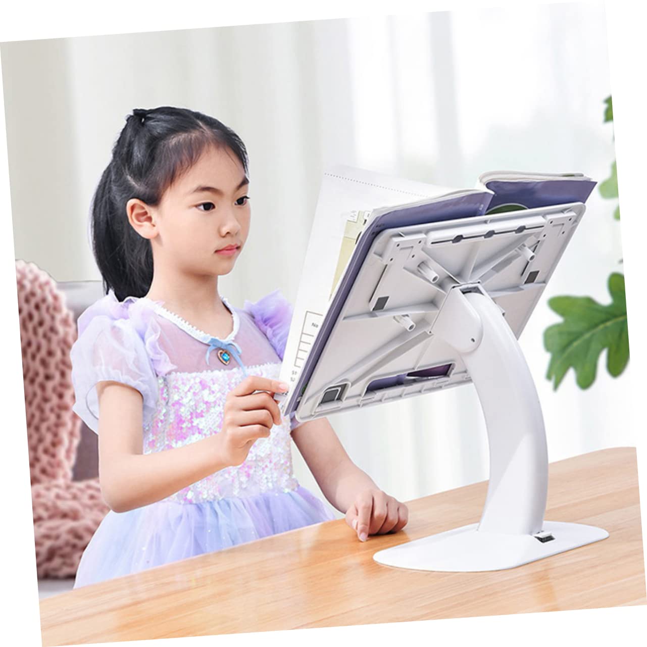 HEMOTON Soporte Ergonómico para Portátil Blanco de PC Ángulo Ajustable de 4 Niveles y Plegable, Adecuado para Escritorio y Reducción de Presión Cervical