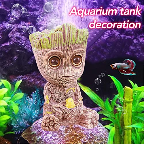 Nerissa Aquarium Air Bubbler Decorations Fish Tank Air Bubbler Resin Groot Crafts with Air Bubbler Stone for Aquarium Fish Tank Decor - Image 4