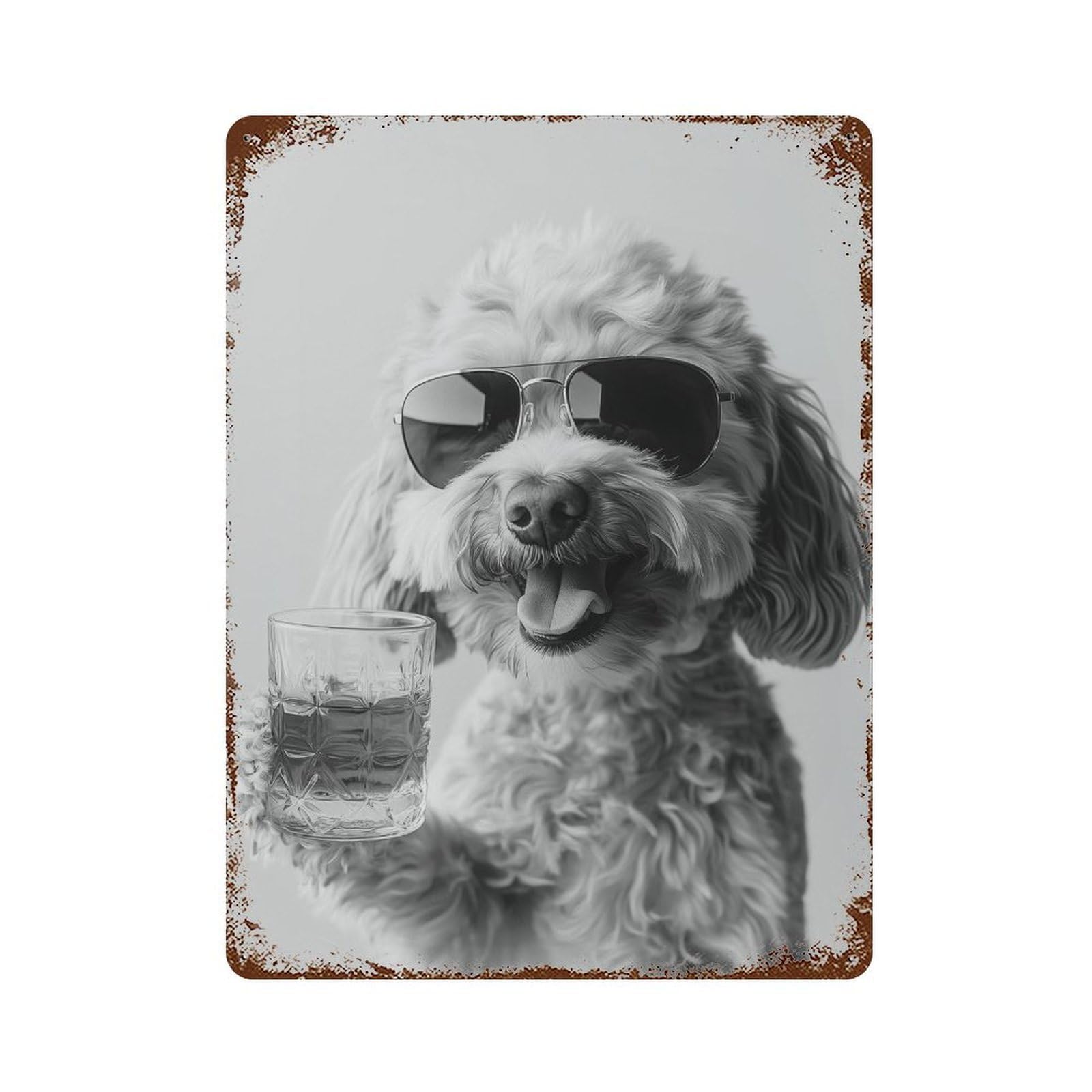 xiaoxiaoshen Cockapoo Whiskey Art Print Wall Decor Art Metal Tin Poster Modern Home Decor Art Home Bar Shop Decorations Vintage Sign 40x30cm