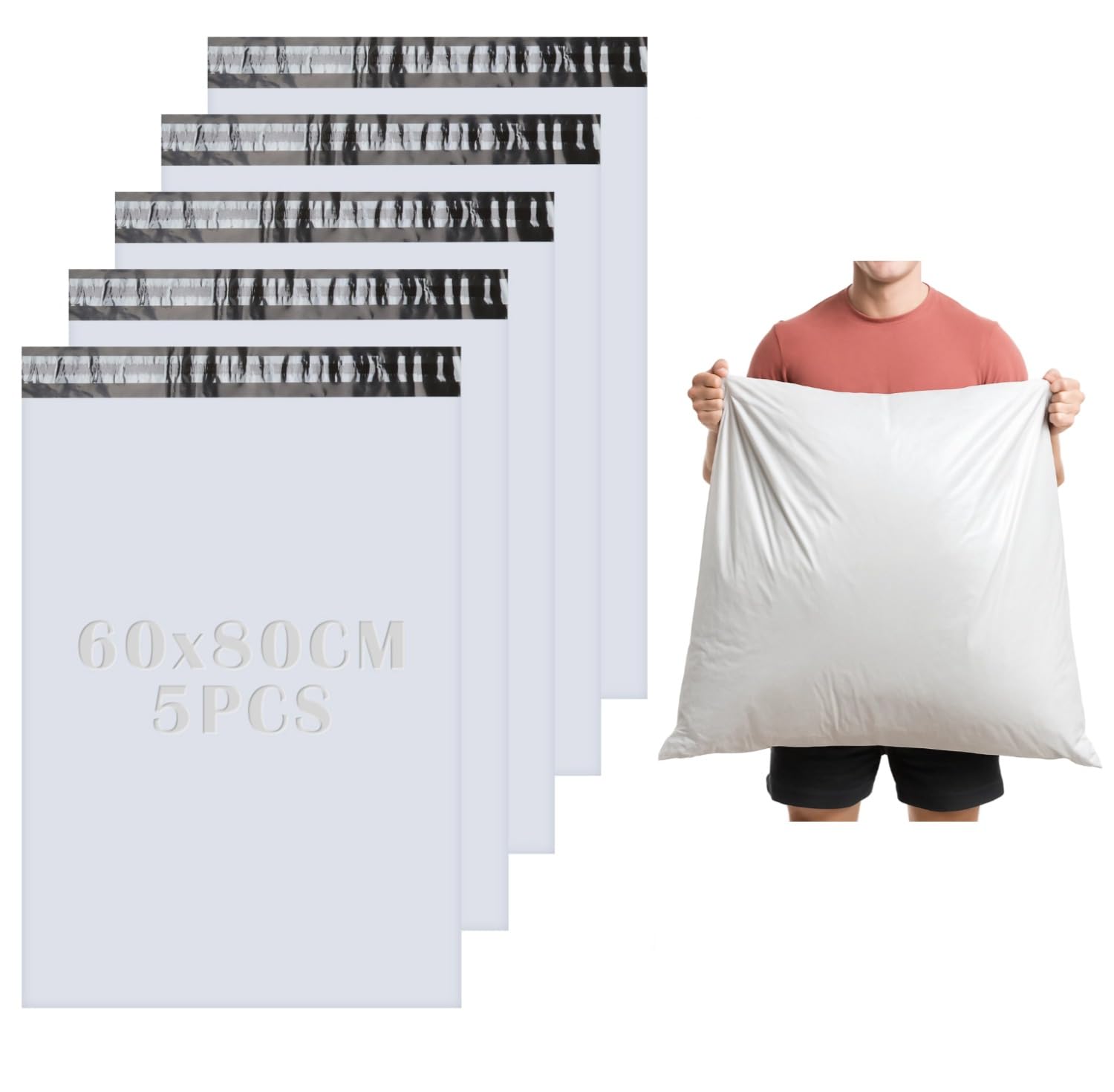 HENGBIRD Bolsas para Envíos 80x60cm Sobres para Envios Sobres de Correo Nuevo Material Bolsa Sobres de Plástico Opacos Blancos Bolsas Envio Vinted para Embalaje Caja de Zapatos Chaqueta Manta Pequeña