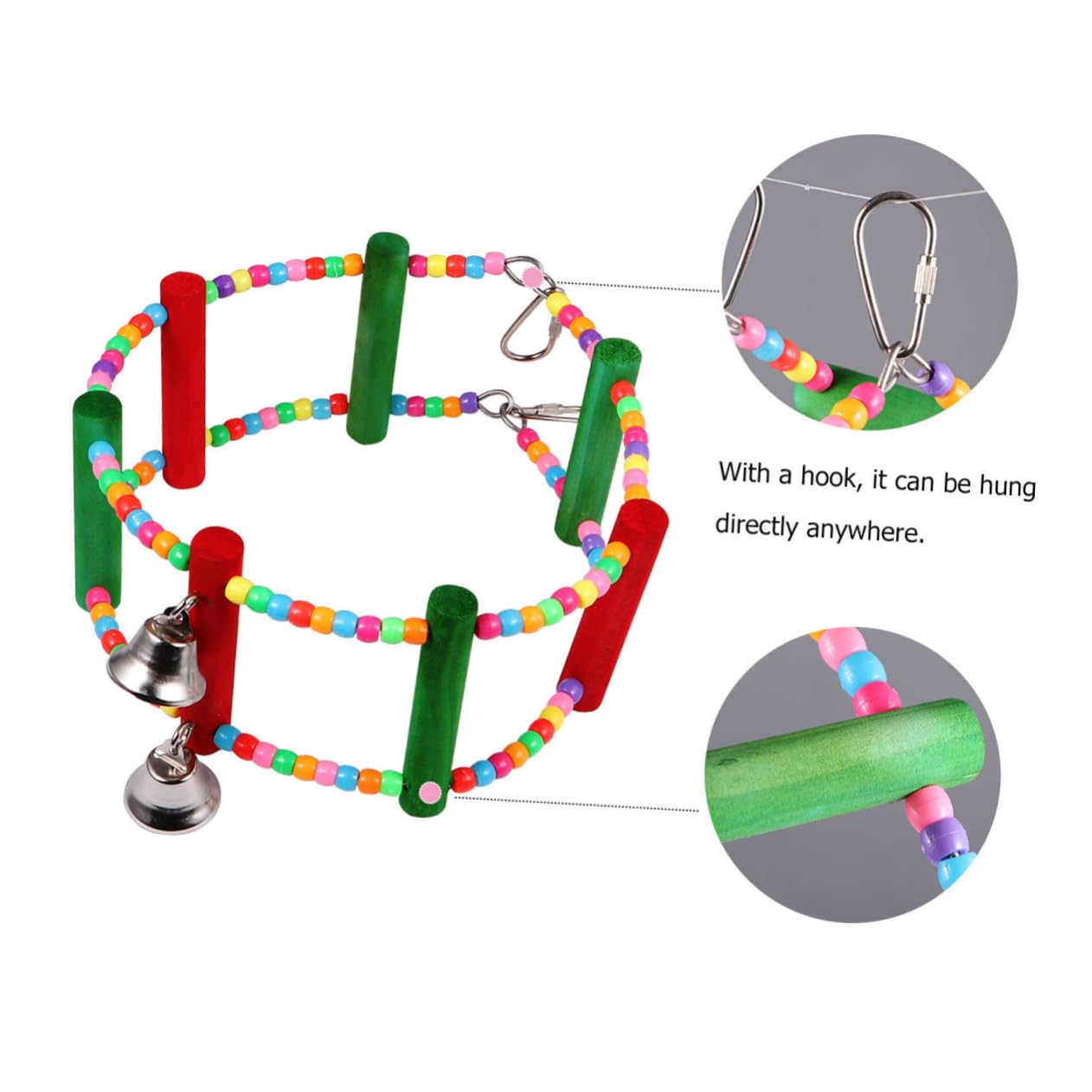 Yardwe 3piezas Juguete De Madera para Pájaros Rueda De Ferris Beads para Periquitos y Agapornis Estimula El De Suspender