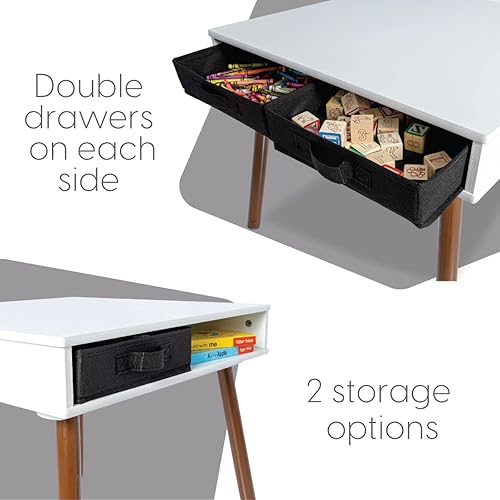 Miniatura 3 de Milliard Juego moderno de mesa y sillas de madera para niños de mediados de siglo con cestas de almacenamiento muebles de juego de actividad para