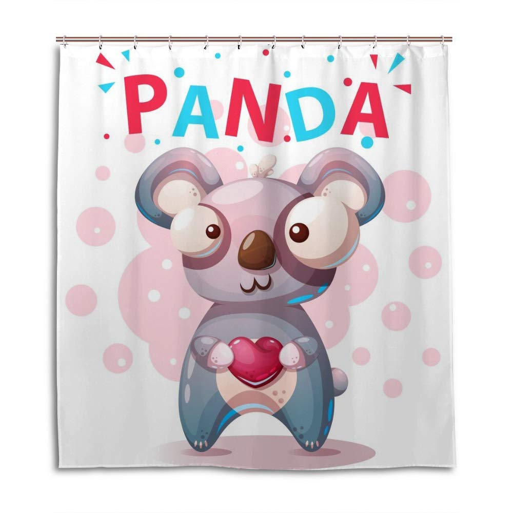 Rideau de douche anti-moisissure et 12 crochets panda pour salle de bain propre