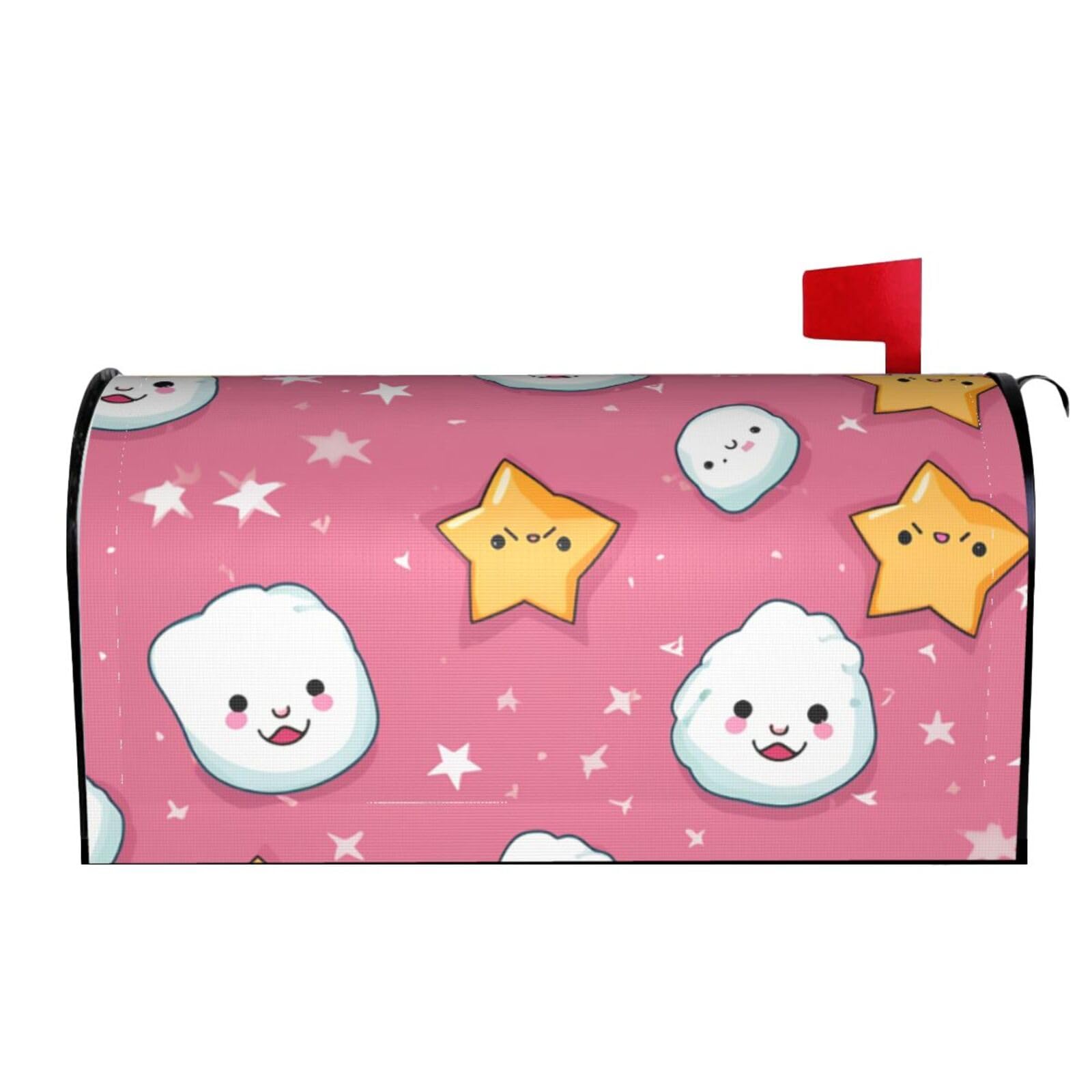 Spring Summer Mailbox Covers Magnetic Letter Post Box Cover Cute Rice Balls and Stars Pattern Mailbox Wrap Decoration Mailbox Post Cover for Garden Yard Outside Welcome Decor 21x18 in