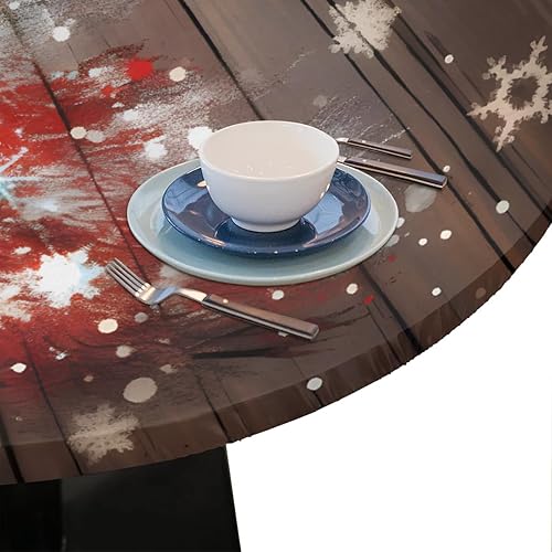 Vista 289 de Mantel redondo ajustable con borde elástico, mantel de hojas coloridas abstractas, impermeable, lavable, para mesas redondas, ideal para picnic