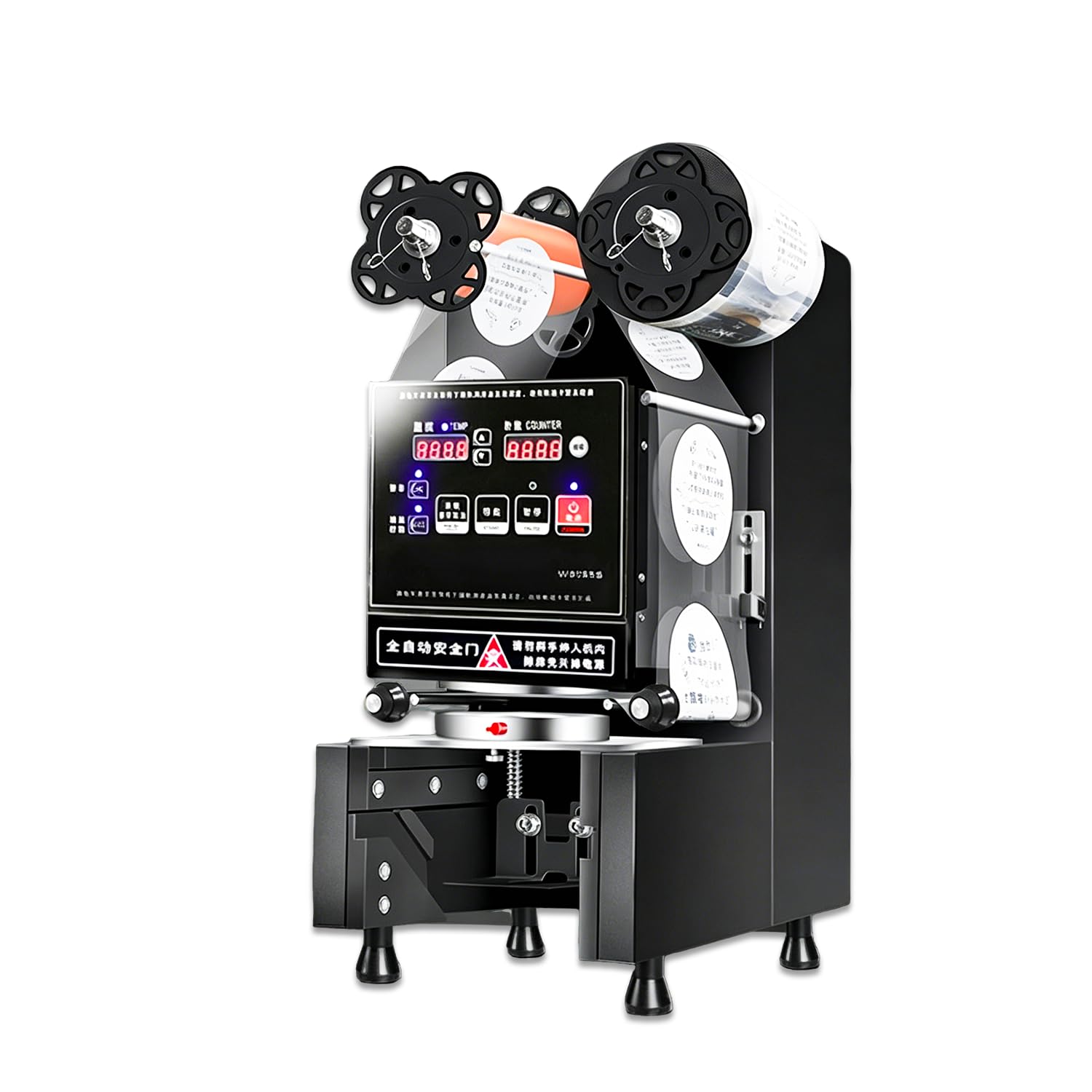 WTRYRN Cup Sealer Machine, Automatic Cup Sealing Machine for 90/95mm Cups, 540-760 Cups/H Electric Sealer with LCD Control for Bubble Tea, Coffee, Juice 1
