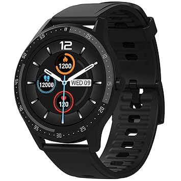 Fire-Boltt 360 SpO2 Full Touch Large Display Round Smart Watch with in-Built Games, 8 Days Battery Life, IP67 Water Resistant with Blood Oxygen and Heart Rate Monitoring (Black), M (BSW003)